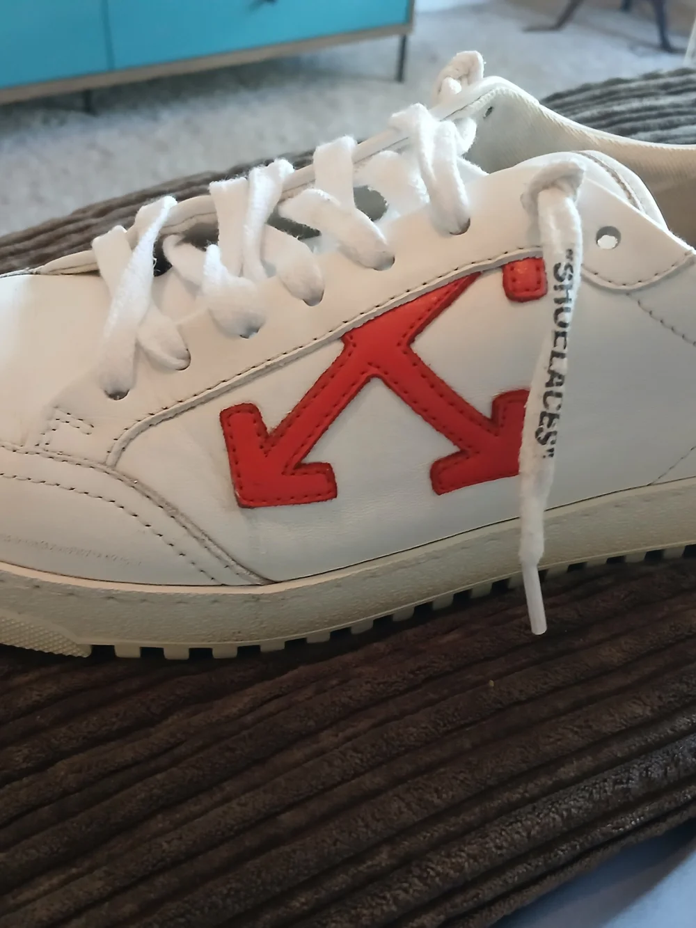 Off-White White Leather Sneakers with Red Arrow Detail